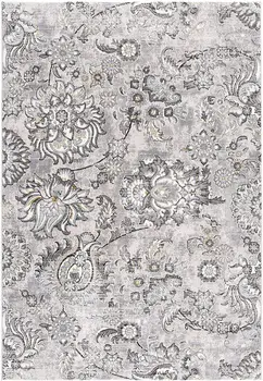 13' Gray And Ivory Floral Shag Runner Rug