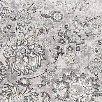 13' Gray And Ivory Floral Shag Runner Rug