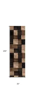 20' Brown Black and Tan Geometric Power Loom Runner Rug