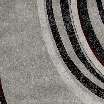 10' Gray and Black Abstract Power Loom Distressed Runner Rug