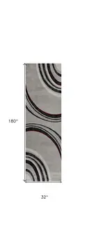 15' Gray and Black Abstract Power Loom Distressed Runner Rug