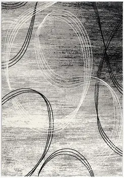 10' Gray And Ivory Abstract Shag Runner Rug