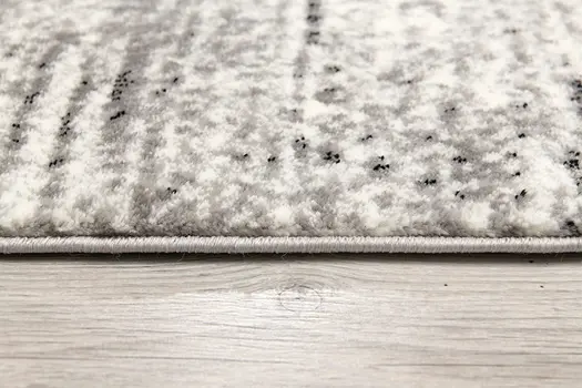 10' Gray And Ivory Abstract Shag Runner Rug