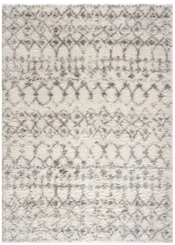 7' X 9' Gray and Ivory Southwestern Shag Power Loom Area Rug