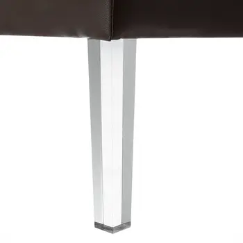 35" Espresso Faux Leather And Clear Cocktail Ottoman