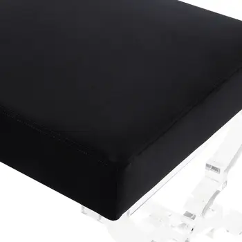18" Black Velvet And Clear Ottoman