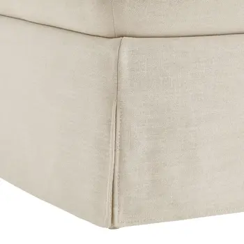27" Beige Linen Ottoman