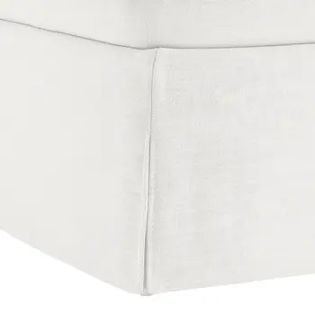 27" White Linen Ottoman
