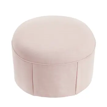 23" Light Pink Linen Oval Ottoman