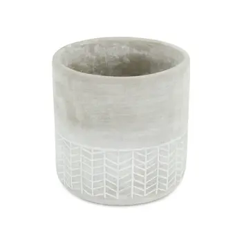 6" Light Gray Geometric Cement Indoor Outdoor Round Pot Planter