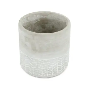 6" Light Gray Geometric Cement Indoor Outdoor Round Pot Planter