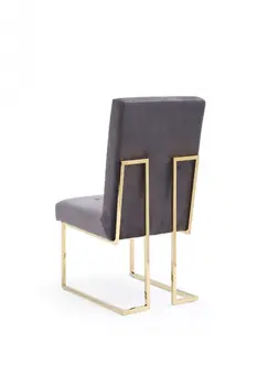 Set of Two Tufted Gray And Gold Upholstered Fabric Dining Side Chairs