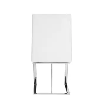 White And Silver Upholstered Faux Leather Dining Side Chair