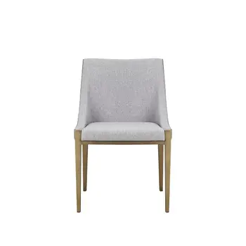 Gray And Brass Upholstered Fabric Dining Side Chair