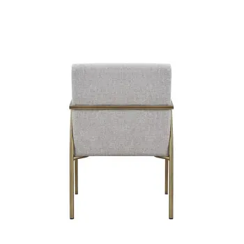 Light Gray And Brass Upholstered Fabric Dining Arm Chair