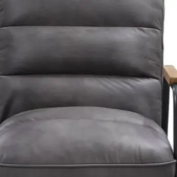 26" Gray and Black Top Grain Leather Tufted Lounge Chair