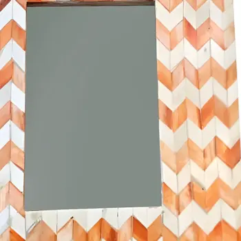 4" x 6" Orange And White Herringbone Bone Inlay Tabletop Picture Frame
