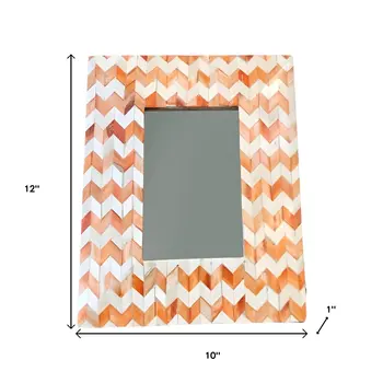 4" x 6" Orange And White Herringbone Bone Inlay Tabletop Picture Frame