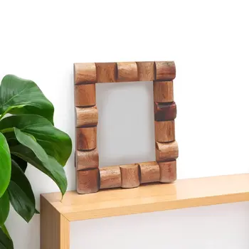 5" x 7" Brown Geometric Wood Tabletop Picture Frame