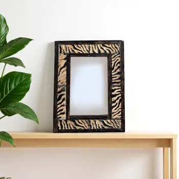 4" x 6" Brown Zebra Distressed Wood Tabletop Picture Frame