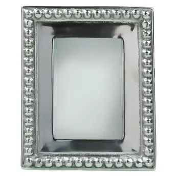 3" x 3" Silver Beaded Stainless Steel Tabletop Picture Frame