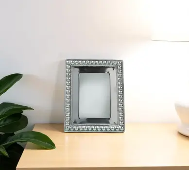 3" x 3" Silver Beaded Stainless Steel Tabletop Picture Frame