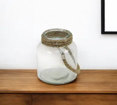 6" Clear and Brown Glass Tabletop Lantern Candle Holder