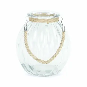 10" Clear Glass Decorative Jar With Rope