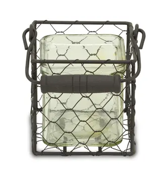 4" Clear and Brown Glass Tabletop Lantern Candle Holder