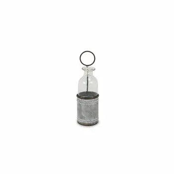 8" Gray Glass Decorative Bottle Tabletop Sculpture