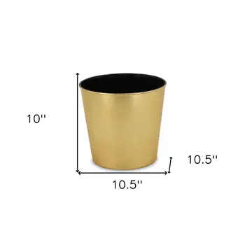11" Gold Recycled Plastic Indoor Outdoor Round Pot Planter