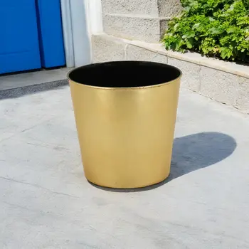 11" Gold Recycled Plastic Indoor Outdoor Round Pot Planter