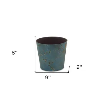 9" Blue Recycled Plastic Indoor Outdoor Round Pot Planter