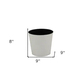 9" White Recycled Plastic Indoor Outdoor Round Pot Planter
