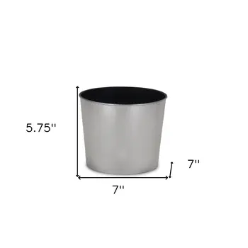 7" Silver Recycled Plastic Indoor Outdoor Round Pot Planter