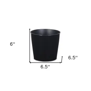 7" Black Recycled Plastic Indoor Outdoor Round Pot Planter
