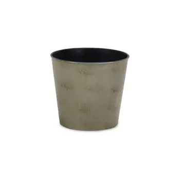 7" Gray Recycled Plastic Indoor Outdoor Round Pot Planter