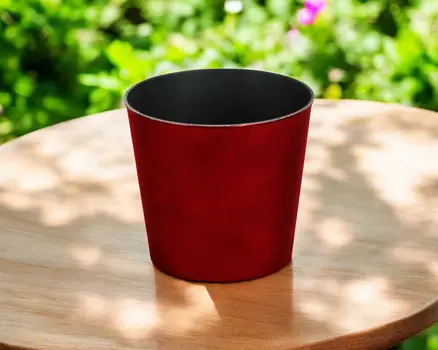 7" Red Recycled Plastic Indoor Outdoor Round Pot Planter