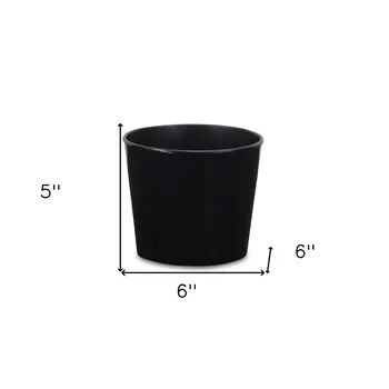 6" Black Recycled Plastic Indoor Outdoor Round Pot Planter