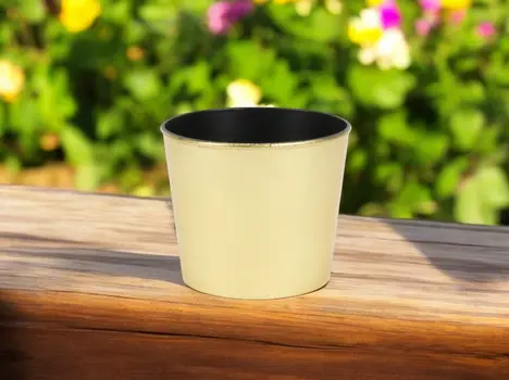 6" Gold Recycled Plastic Indoor Outdoor Round Pot Planter