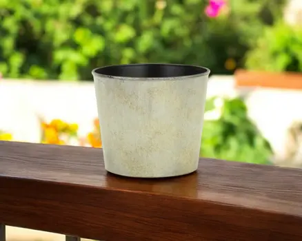 6" Gray Recycled Plastic Indoor Outdoor Round Pot Planter
