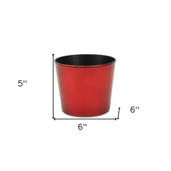 6" Red Recycled Plastic Indoor Outdoor Round Pot Planter