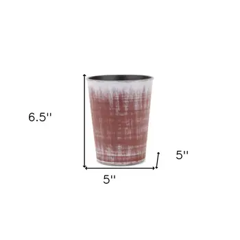 5" Brown and Ivory Textural Tone On Tone Recycled Plastic Indoor Outdoor Round Pot Planter
