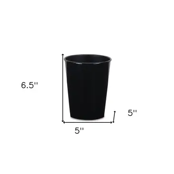 5" Black Recycled Plastic Indoor Outdoor Round Pot Planter
