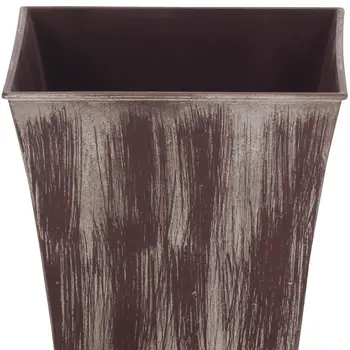 7" Brown and Ivory Textural Tone On Tone Recycled Plastic Indoor Outdoor Square Pot Planter