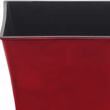 7" Red Recycled Plastic Indoor Outdoor Square Pot Planter