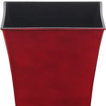 7" Red Recycled Plastic Indoor Outdoor Square Pot Planter