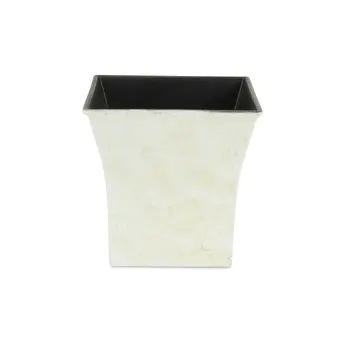 7" Cream Recycled Plastic Indoor Outdoor Square Pot Planter