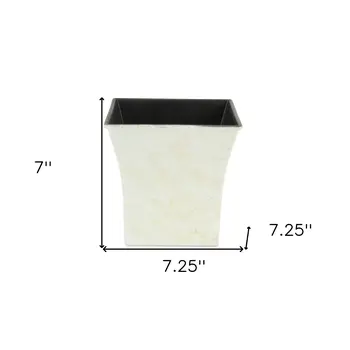 7" Cream Recycled Plastic Indoor Outdoor Square Pot Planter