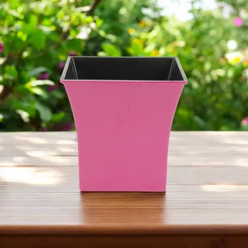 7" Hot Pink Recycled Plastic Indoor Outdoor Square Pot Planter